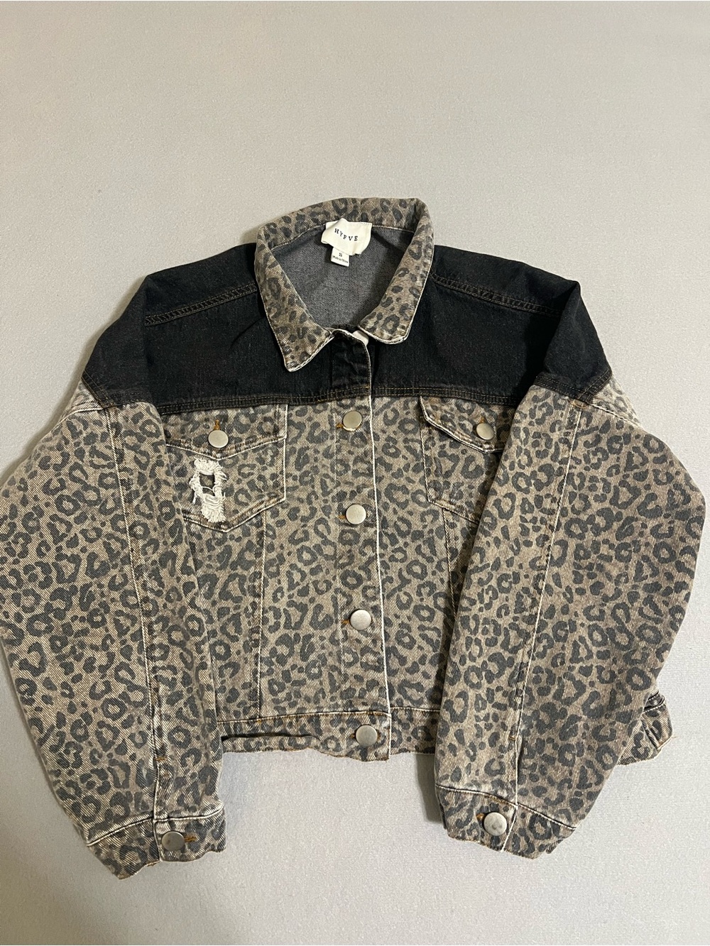 HYFVE Leopard Print Jean Jacket with Black Yoke